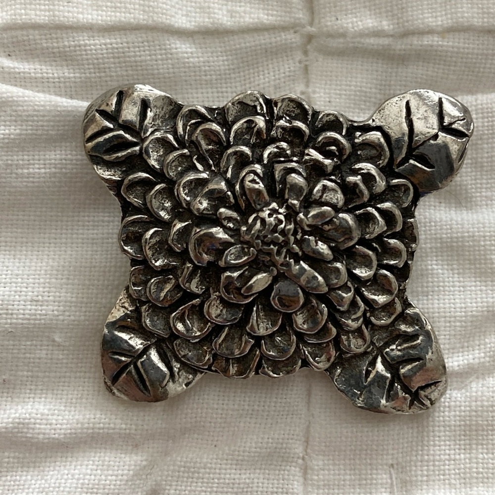 Vintage Sheridan Pewter Zinnia Pin